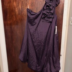 Elegant Purple One-Shoulder Dress